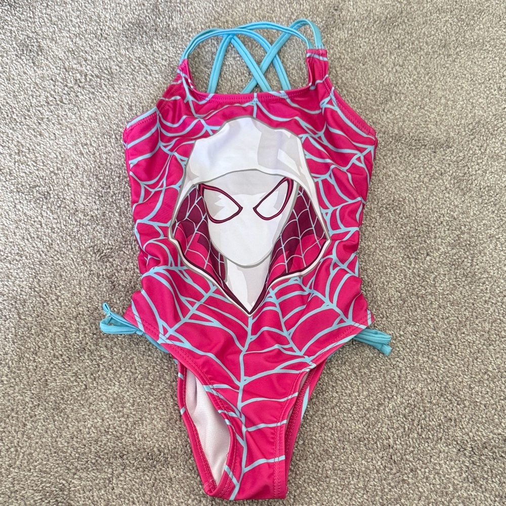 Marvel Pink and Blue Spider-Themed Kids Swimsuit